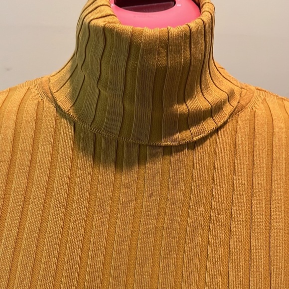 Zara  Knit  Gold Mustard color Turtleneck Sweater NWOT  Textured stripes  Size S - Picture 5 of 10